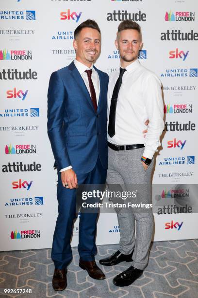 Oly Sibley and Ben Smith attend the Attitude Pride Awards 2018 at The Berkeley Hotel on July 6, 2018 in London, England.