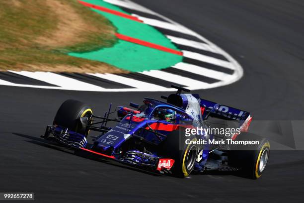 Brendon Hartley of New Zealand driving the Scuderia Toro Rosso STR13 Honda on track during practice for the Formula One Grand Prix of Great Britain...