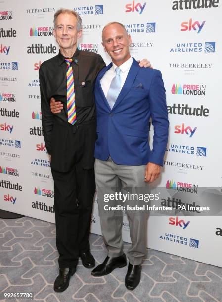 Peter Tatchell, left, and judge Robert Rinder attending the Attitude Pride Awards 2018 at The Berkeley, London. PRESS ASSOCIATION. Picture date:...