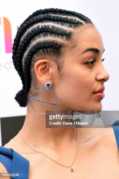 Jorja Smith attends the Nordoff Robbins' O2 Silver Clef Awards at Grosvenor House, on July 6, 2018 in London, England.