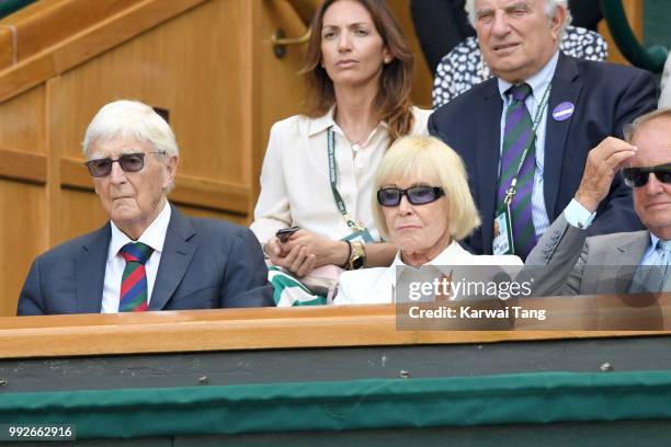 Michael Parkinson and wife Mary attend day five of the Wimbledon Tennis Championships at the All England Lawn Tennis and Croquet Club on July 6, 2018...