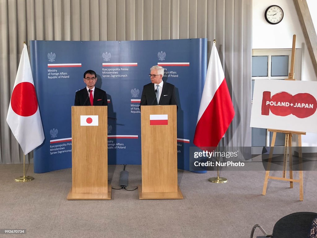 Japanese Foreign Minister Taro Kono visits Poland