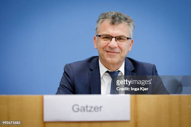 Berlin, Germany State Secretary Werner Gatzer captured at the federal press conference on July 06, 2018 in Berlin, Germany.