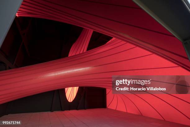 Interior view of Indian artist Anish Kapoor's work "Sectional Body Preparing for Monadic Singularity" during the presentation to the press of his...