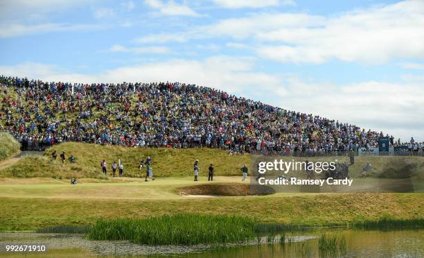 Donegal , Ireland - 6 July 2018; Players, from left, Thorbjørn Olesen of Denmark, Matthew Fitzpatrick of England, and Rory McIlroy of Northern...