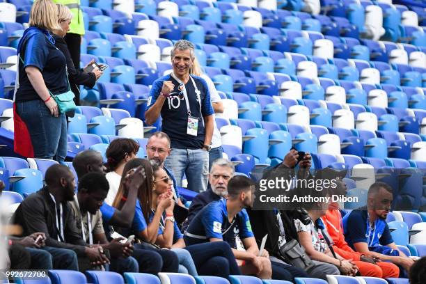 Nagui french TV presenter and Alain Griezmann, father of Antoine Griezmann during 2018 FIFA World Cup Quarter Final match between France and Uruguay...