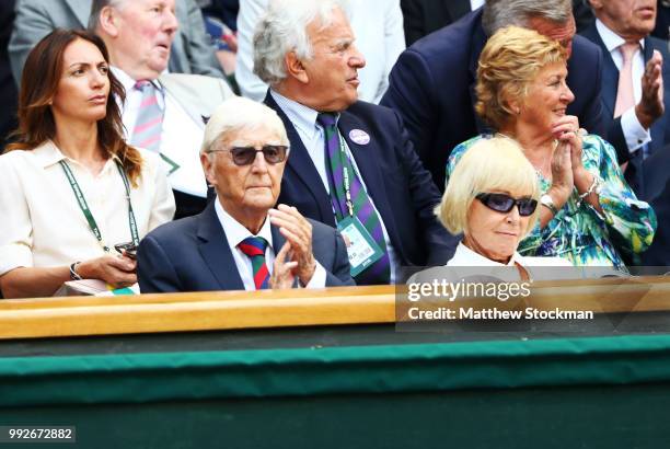 English broadcaster Michael Parkinson and his wife Mary Parkinson attend day five of the Wimbledon Lawn Tennis Championships at All England Lawn...