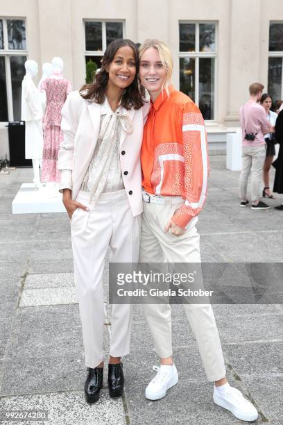 Rabea Schif and Kim Hnizdo during the Strenesse presentation as part of Der Berliner Salon Spring/Summer 2019 at Kronprinzenpalais on July 6, 2018 in...