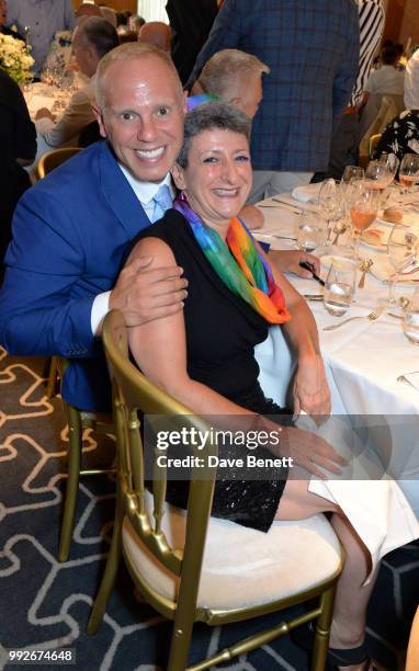 Judge Robert Rinder and Senior Rabbi Laura Janner-Klausner attend the Attitude Pride Awards 2018 at The Berkeley Hotel on July 6, 2018 in London,...