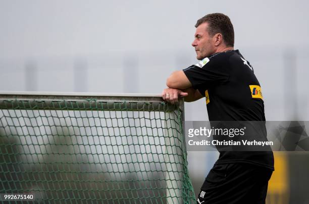 Headcoach Dieter Hecking during a training session of Borussia Moenchengladbach at Borussia-Park on July 05, 2018 in Moenchengladbach, Germany.