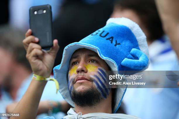 Uruguay fans enjoy the pre match atmosphere prior to the 2018 FIFA World Cup Russia Quarter Final match between Uruguay and France at Nizhny Novgorod...