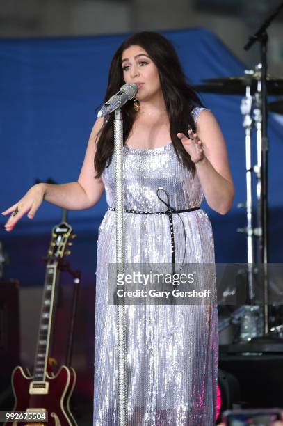 Singer Hillary Scott of Lady Antebellum performs during NBC's 'Today' at Rockefeller Plaza on July 6, 2018 in New York City.