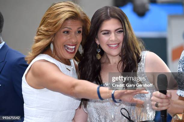 Today' show host Hoda Kotb and recording artist Hillary Scott of Lady Antebellum seen on stage during NBC's 'Today' at Rockefeller Plaza on July 6,...