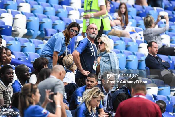 Alain Griezmann, father of Antoine Griezmann and Erika Choperena, wife of Antoine Griezmann during 2018 FIFA World Cup Quarter Final match between...