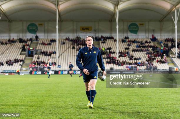 Ben Smith of the Highlanders looks on prior to the round 18 Super Rugby match between the Crusaders and the Highlanders at AMI Stadium on July 6,...