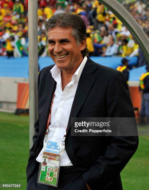 Portugal head coach Carlos Queiroz before the FIFA World Cup Group G match between Portugal and Brazil at the Moses Mabhida Stadium on June 25, 2010...