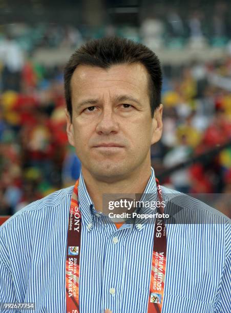 Brazil manager Dunga before the FIFA World Cup Group G match between Portugal and Brazil at the Moses Mabhida Stadium on June 25, 2010 in Durban,...