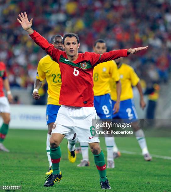 Ricardo Carvalho of Portugal in action during the FIFA World Cup Group G match between Portugal and Brazil at the Moses Mabhida Stadium on June 25,...