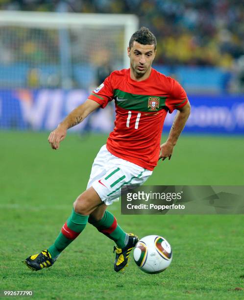 Simao of Portugal in action during the FIFA World Cup Group G match between Portugal and Brazil at the Moses Mabhida Stadium on June 25, 2010 in...