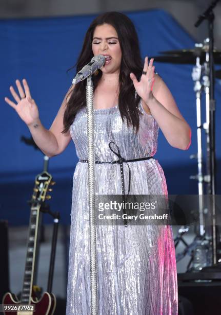 Singer Hillary Scott of Lady Antebellum performs during NBC's 'Today' at Rockefeller Plaza on July 6, 2018 in New York City.