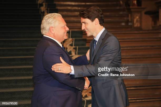 Premier Ford will greet Prime Minister Trudeau at Queens Park.July 05, 2018.