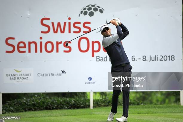 Steen Tinning of Denmark in action during Day One of the Swiss Seniors Open at Golf Club Bad Ragaz on July 6, 2018 in Bad Ragaz, Switzerland.