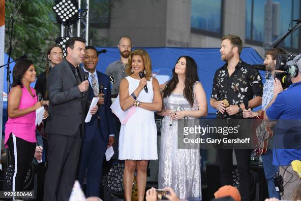 Hosts Sheinelle Jones-Ojeh, Carson Daly, Craig Melvin and Hota Kotb with Hillary Scott, Charles Kelley and Dave Haywood of Lady Antebellum seen on...