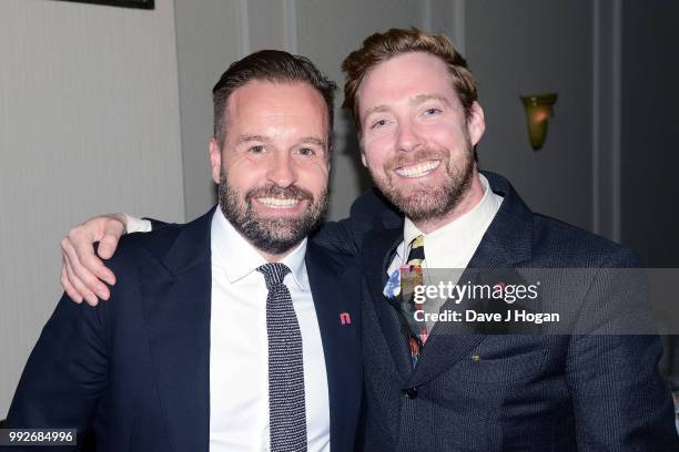 Alfie Boe and Ricky Wilson of the Kaiser Chiefs pose during the Nordoff Robbins' O2 Silver Clef Awards ceremony at Grosvenor House, on July 6, 2018...