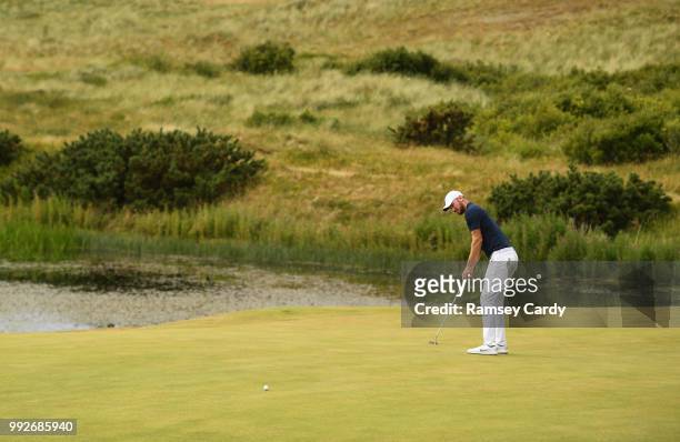 Donegal , Ireland - 6 July 2018; Chris Wood of England putts on the 7th green during Day Two of the Dubai Duty Free Irish Open Golf Championship at...