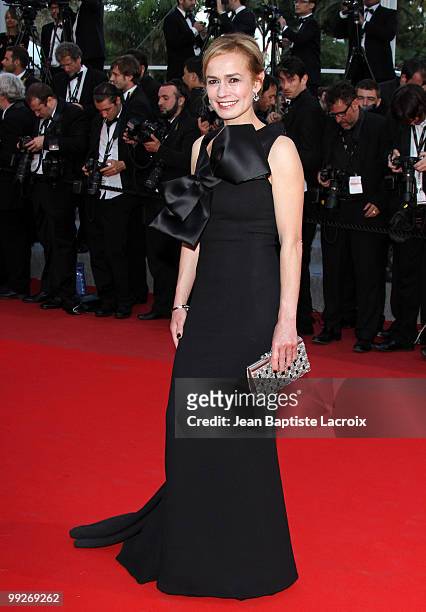 Sandrine Bonnaire attends the Premiere of 'On Tour' at the Palais des Festivals during the 63rd Annual International Cannes Film Festival on May 13,...