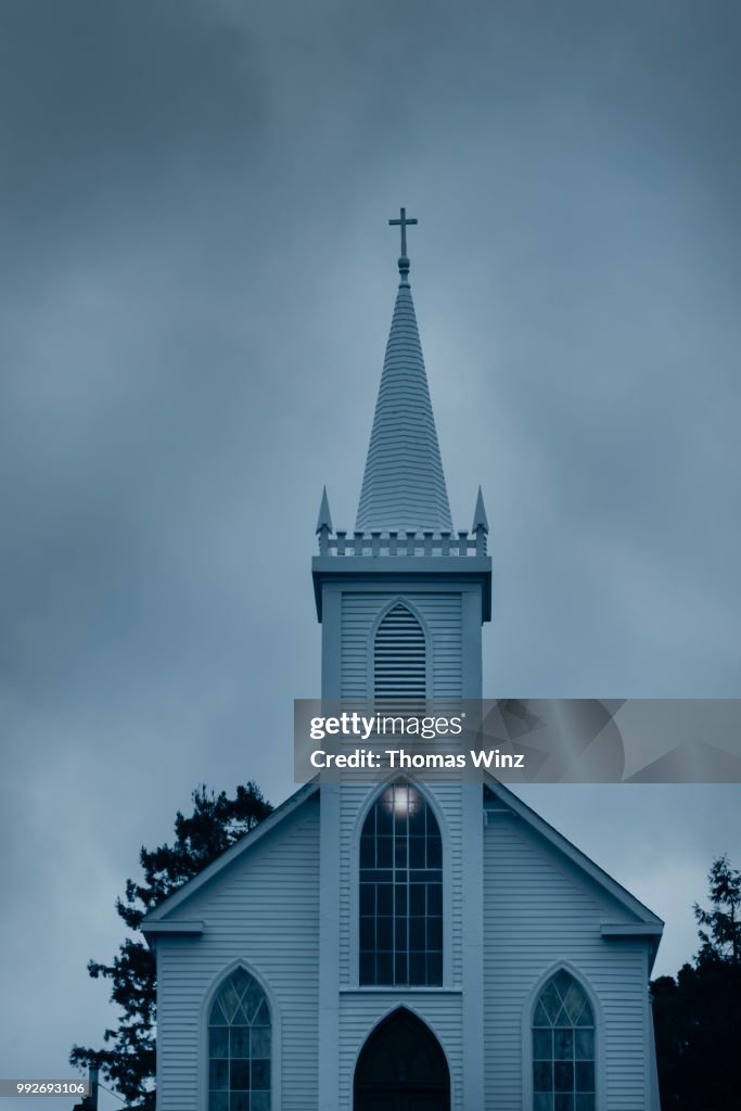 Church at dusk