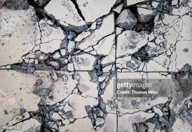 demolished sidewalk - broken concrete stock pictures, royalty-free photos & images