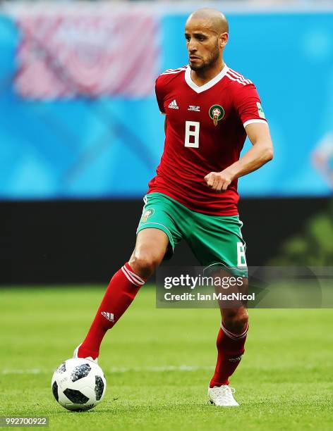 Karim El Ahmadi of Morocco is seen during the 2018 FIFA World Cup Russia group B match between Morocco and Iran at Saint Petersburg Stadium on June...