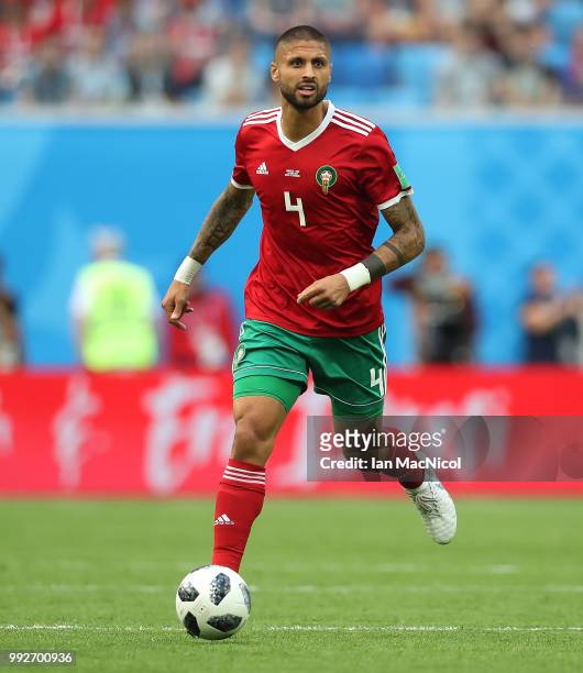 Manuel Da Costa of Morocco is seen during the 2018 FIFA World Cup Russia group B match between Morocco and Iran at Saint Petersburg Stadium on June...