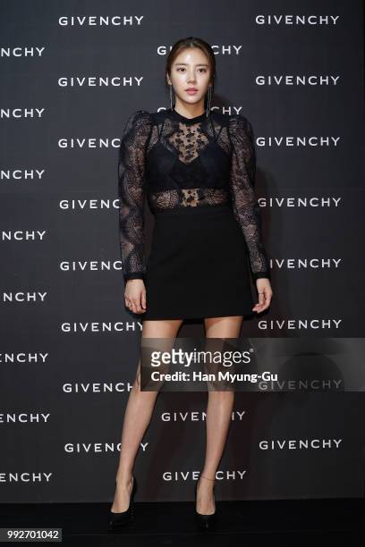 South Korean actress Son Dam-Bi attends during a promotional event for the Givenchy on July 5, 2018 in Seoul, South Korea.