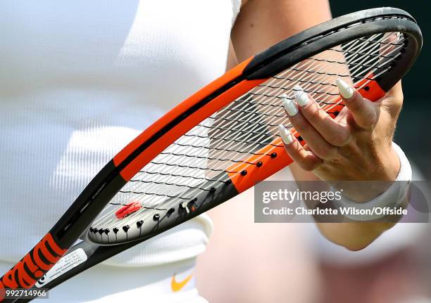 Womens Doubles - Mandy Minella & Anastasija Sevastova v Georgina Garcia Perez & Fanny Stollar - The long, white nails of Fanny Stollar poke through...