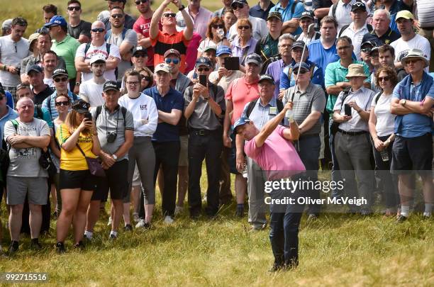 Donegal , Ireland - 6 July 2018; Padraig Harrington of Ireland plays from the rough on the 2nd hole during Day Two of the Dubai Duty Free Irish Open...