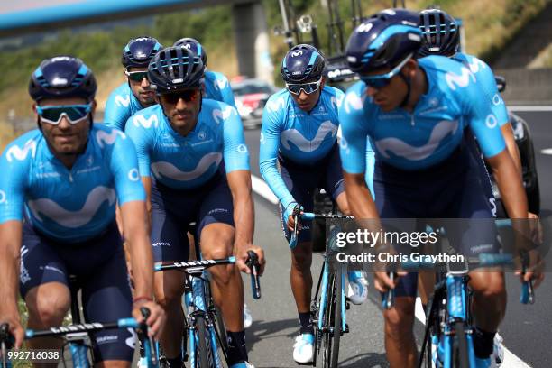 Nairo Quintana of Colombia and Movistar Team / Daniele Bennati of Italy and Movistar Team / during the 105th Tour de France 2018, Training / TDF / on...