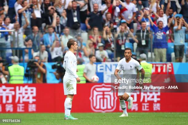 Antoine Griezmann of France reacts after scoring a goal to make it 0-2 during the 2018 FIFA World Cup Russia Quarter Final match between Uruguay and...
