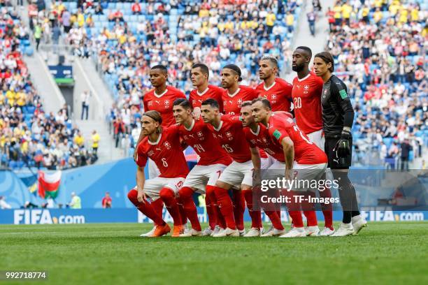 Manuel Akanji of Switzerland, Granit Xhaka of Switzerland, Ricardo Rodriguez of Switzerland, Valon Behrami of Switzerland, Johan Djourou of...