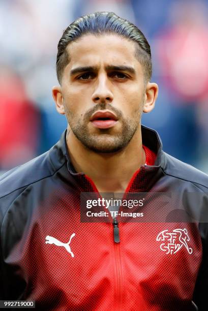 Ricardo Rodriguez of Switzerland looks on prior to the 2018 FIFA World Cup Russia Round of 16 match between Sweden and Switzerland at Saint...