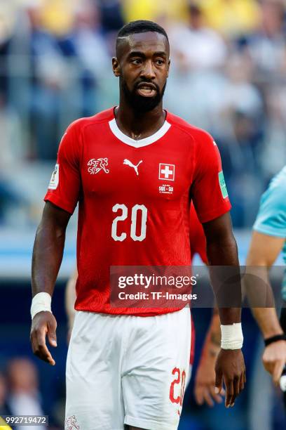 Johan Djourou of Switzerland looks on during the 2018 FIFA World Cup Russia Round of 16 match between Sweden and Switzerland at Saint Petersburg...