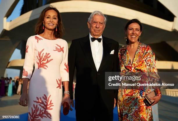 Mario Vargas Llosa Isabel Preysler and Telva magazine Director Olga Ruiz attend Arts, Sciences and Sports Telva Awards 2018 at Palau de Les Arts...