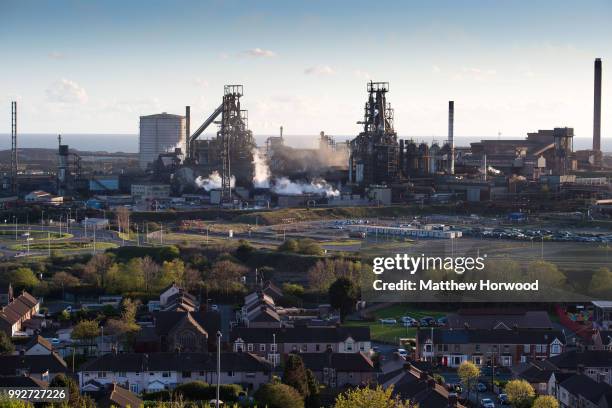 General view of Tata Steel steelworks on April 26, 2016 in Port Talbot, United Kingdom. Tata and ThyssenKrupp have announced plans to merge - the...