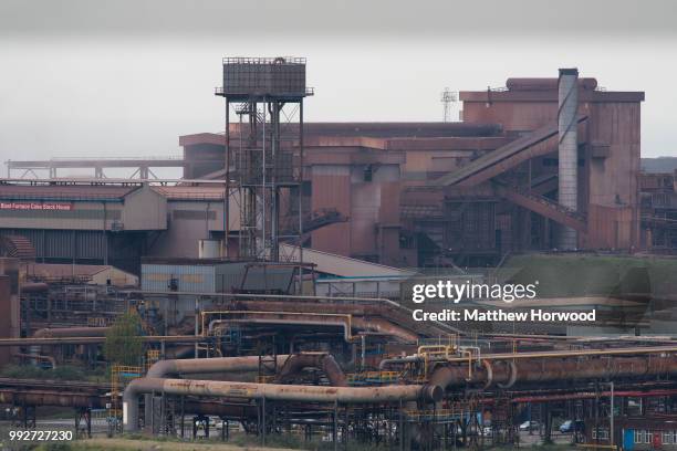 General view of Tata Steel steelworks on April 21, 2016 in Port Talbot, United Kingdom. Tata and ThyssenKrupp have announced plans to merge - the...