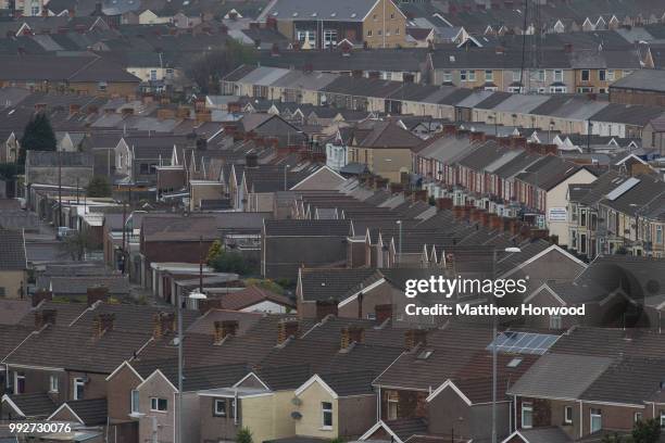 General view of residential area near Tata Steel steelworks on April 21, 2016 in Port Talbot, United Kingdom. Tata and ThyssenKrupp have announced...