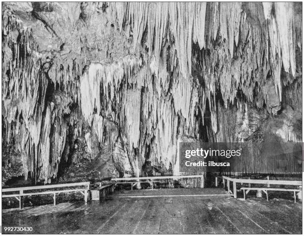 antique photograph of america's famous landscapes: luray cavern, virginia - luray caverns stock illustrations