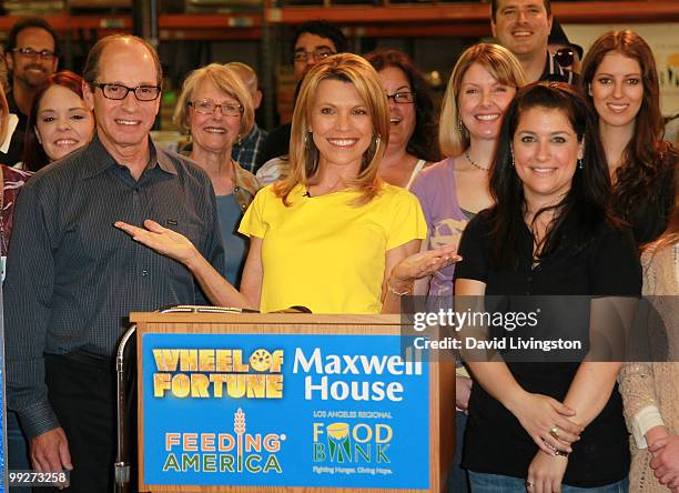 Vanna White , executive producer Harry Friedman and ''Wheel of Fortune'' staff members visit the Los Angeles Regional Foodbank on May 13, 2010 in Los...