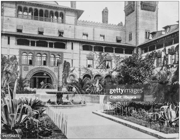 antique photograph of america's famous landscapes: ponce de leon hotel, st augustine, florida - ponce de leon stock illustrations
