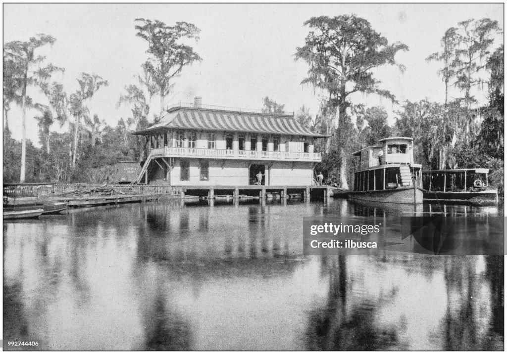 Antique photograph of America's famous landscapes: Silver Spring, Ocklawaha Steamboat